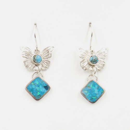 Click to view detail for DKC-2089 Earrings Butterflies, Opal Inlay $98